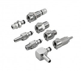 Omega FT-MC Series Quick Coupling Insert, chrome-plated brass, plug compression 1/4" OD 90° elbow shutoff-