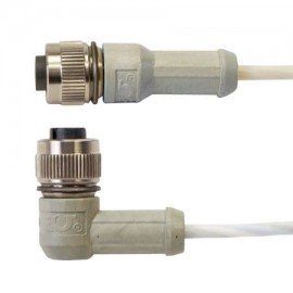 Omega M12CM-T24SSPC-RF-10 High-Temperature Thermocouple Extension Cable Assembly, PTFE, right-angled F to stripped leads, 11 m-