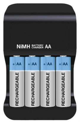 PIECAL 020-0103 NiMh Charger &amp; 4 AA Batteries, 120V, 60Hz-