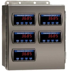 Precision Digital PDA2605 Stainless-Steel NEMA 4X Horizontal Enclosure, 13.5 x 12.9 x 6in, 5 Cutouts-