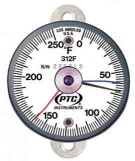 PTC Instruments 312FT1MM Tab Mount Surface Thermometer with max-min hands, 0 to 250&amp;deg;F-