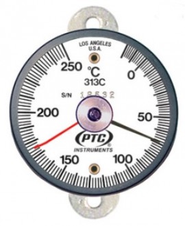 PTC Instruments 313CT1L Tab Mount Surface Thermometer with ancillary hand, -20 to 250&amp;deg;C-