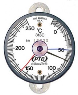 PTC Instruments 313CT1MM Tab Mount Surface Thermometer with max-min hands, -20 to 250&amp;deg;C-