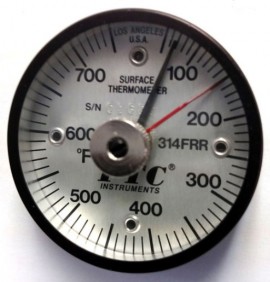 PTC Instruments 314FRRL Magnetic Rail Thermometer with ancillary hand, 50 to 750&amp;deg;F-