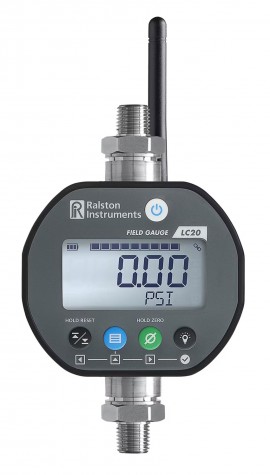 Ralston Field Gauge LC20 Dual Pressure Sensor Gauge with Bluetooth and &amp;frac14;&amp;quot; male NPT connection, 15 psi top, 3000 psi bottom-