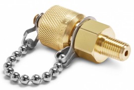 Ralston QTFT-0.5MB0 Brass Process Connection with cap and chain, 0.06" male NPT x male QT, no check-valve-