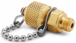 Ralston QTFT-1MB0-RS Brass Quick-Test Connector with cap and chain, 0.125" male BSPP (ISO 228/1) x male QT-
