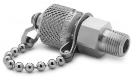Ralston QTFT-1MS0 Male NPT x Male Quick-Test Adapter with cap and chain, 0.13", stainless steel-