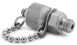 Ralston QTFT-1MS0-RS Male BSPP x Male Quick-Test Fitting with cap and chain, 0.13"-