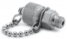 Ralston QTFT-1MS0-RS Male BSPP x Male Quick-Test Fitting with cap and chain, 0.13"-