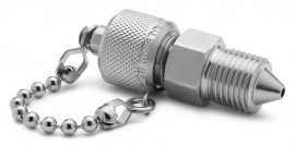Ralston QTFT-2MS0-XH Stainless-Steel Fitting with cap and chain, 0.25" male high pressure x male Quick-Test-