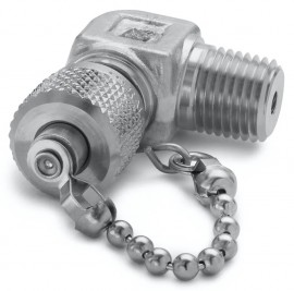 Ralston QTFT-2MSLS Male NPT x Male Quick-Test 90&amp;deg; Elbow with cap and chain, 0.25&quot;-