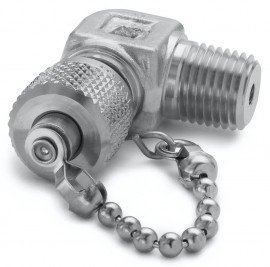 Ralston QTFT-2MSLS Male NPT x Male Quick-Test 90&amp;deg; Elbow with cap and chain, 0.25"-