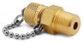 Ralston QTFT-3MB1 Male NPT x Male Quick-Test Adapter with check-valve and cap and chain, 0.38&quot;, brass-
