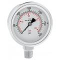 Ralston ST-0026 Analog Pressure Gauge, 3,000 psi/200 bar, 0.25" male NPT lower mount connection-
