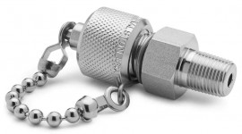 Ralston XTFT-1MS0 Male NPT x Male Quick-Test XT Adapter with cap and chain, 0.13&quot;, stainless steel-