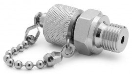 Ralston XTFT-2MS0-RS G Male BSPP (ISO 228/1) x Male Quick-Test XT Adapter with cap and chain, 0.25", stainless steel-