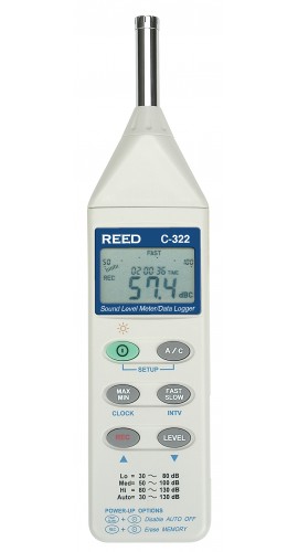 REED C-322 Sound Level Meter/Data Logger, 32 to 130dB-