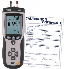 REED R3001 Pitot Tube Anemometer and Differential Manometer, with Air Volume (CFM/CMM),  -