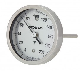 REOTEMP BB Back Connect Bimetal Thermometer, 5&amp;quot; Hi-Vis dial, 0 to 150&amp;deg;F-