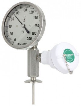 REOTEMP DMT Dual Mode Thermometer, 3&amp;quot; dial, 0 to 200&amp;deg;F/-10 to 90&amp;deg;C-