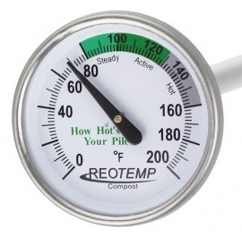 REOTEMP FG Backyard Compost Thermometer, 0 to 100&amp;deg;C, 16&amp;quot; stem-