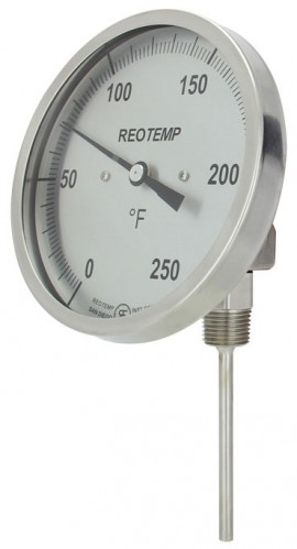 REOTEMP LL Adjustable Angle Bimetal Thermometer, 3&amp;quot; dial, 50 to 300&amp;deg;F/10 to 150&amp;deg;C-