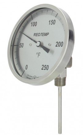 REOTEMP LL Adjustable Angle Bimetal Thermometer, 0 to 200&amp;deg;F, 6&amp;quot; stem-