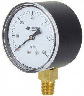 REOTEMP PC25 General Purpose Low Pressure Gauge with center back mount, 2.5&amp;quot; dial, 0 to 30 inH<sub>2</sub>O-