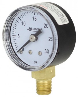 REOTEMP PD15 General Purpose Gauge with center back mount, 1.5&amp;quot; dial, -30&amp;quot;Hg/0 psi-