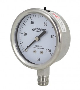 REOTEMP PM25 Industrial Stainless Steel Pressure Gauge, 2.5&amp;quot; dial, 0 to 160 psi/0 to 11 bar-
