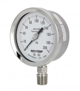 REOTEMP PR40 Heavy Duty Repairable Stainless Gauge with tempered glass, 4&amp;quot; dial, 0 to 10,000 psi-