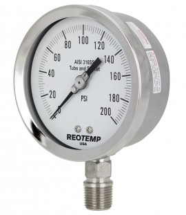 REOTEMP PR40 Heavy-Duty Repairable Stainless Gauge, 4&amp;quot; Hi-Vis dial, 0 to 300 psi-
