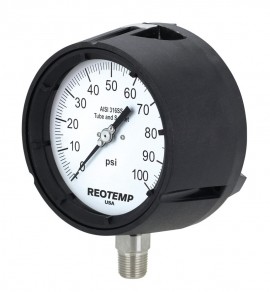 REOTEMP PT45 Industrial Process Gauge, 4.5&amp;quot; dial, -30 inHg/0/100 psi-