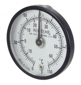 REOTEMP SUR Surface Bimetal Thermometer, 0 to 150&amp;deg;F and -20 to 65&amp;deg;C-
