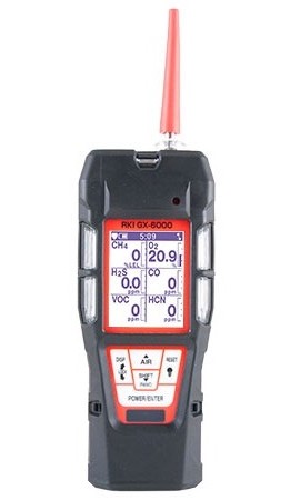 RKI GX-6000 PID Multi-Gas Detector with 5&#039; hose/Li-ion battery pack/100 to 240 V AC charger, LEL/O&lt;sub&gt;2&lt;/sub&gt;/H&lt;sub&gt;2&lt;/sub&gt;S/CO/0 to 6000 ppm VOC&#039;s-