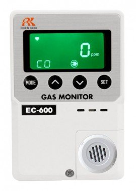 RKI 73-1202 EC-600 Carbon Monoxide Monitor, 0 to 150 ppm, 2 AA battery operated with integral probe-