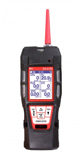RKI GX-6100 Multi-Gas Detector, LEL/O<sub>2</sub>/H<sub>2</sub>S/CO/VOC's/SO<sub>2</sub>, 0 to 4,000 ppm-