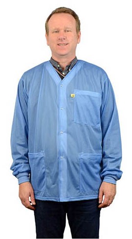 SCS 770012 Smock Jacket with Knitted Cuffs, Blue, Medium-