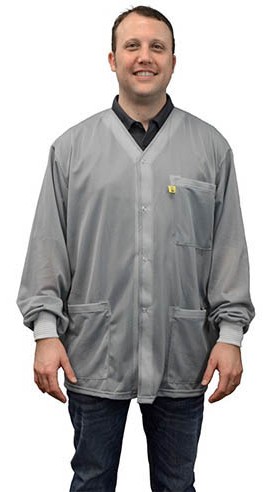 SCS 770021 Smock Jacket with Knitted Cuffs, Gray, Small-