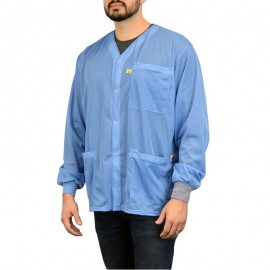 SCS 770103 3-Pocket Dual-Wire Smock Jacket with Knitted Cuffs, Large, Blue-