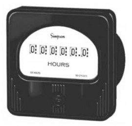 Simpson 57ET Rectangular Analog Elapsed Hour Meter, 99,999.9 hours, 3.5"-