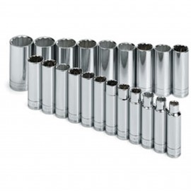 SK Tools 1951 Socket Set, 1/2" drive, 21-pack metric deep-