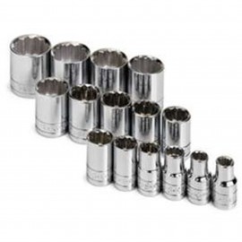 SK Tools 4122 Socket Set, 1/2" drive, 15-pack-