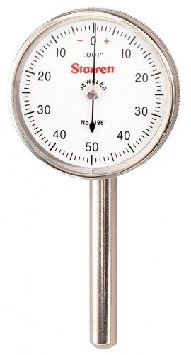 Starrett 196B5 Universal Back Plunger Dial Indicator, 0 to 50 to 0, 0.001&quot; graduation-