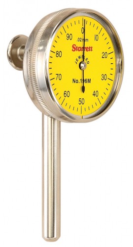 Starrett 196MB1 Universal Back Plunger Dial Indicator, 0 to 100, 0.02 mm graduation-