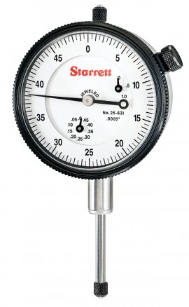 Starrett 25-631J Dial Indicator, 0 to 1" range, 0 to 50 reading-