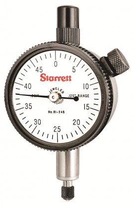 Starrett 81-245J Dial Indicator, 0 to 0.125&quot; range, 0 to 50 to 0 continuous dial-