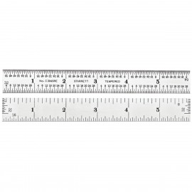 Starrett C304SRE-6 Semi-Flexible Steel Rule with Inch Graduations, 4R Style Graduations, 6&quot; Length, 3/4&quot; Width, 1/50&quot; Thickness -