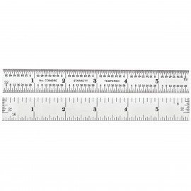 Starrett C304SRE-6 Semi-Flexible Steel Rule with Inch Graduations, 4R Style Graduations, 6" Length, 3/4" Width, 1/50" Thickness -